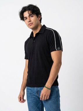 Takei Men's Black Bamboo Viscose Polo Shirt – Size Medium